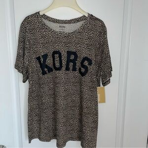 NWT Michael Kors  Top Shirt Dark Camel Womens Plus Size 1X $98